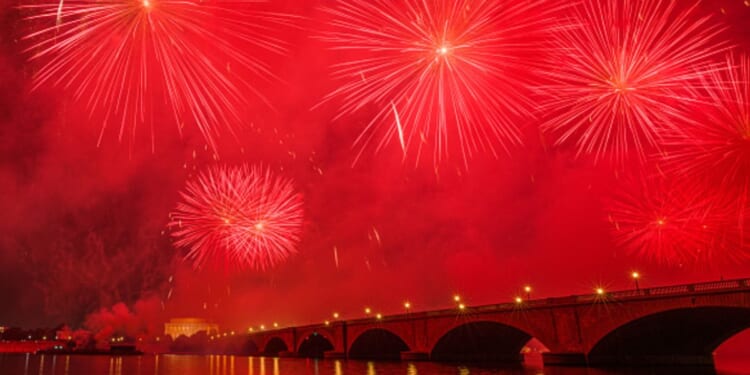 Fireworks are seen in the air on July 5, 2026.