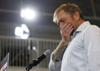 Democratic U.S. Senate candidate Graham Platner speaks at his Primary Election event on June 9, 2026 in Blue Hill, Maine.