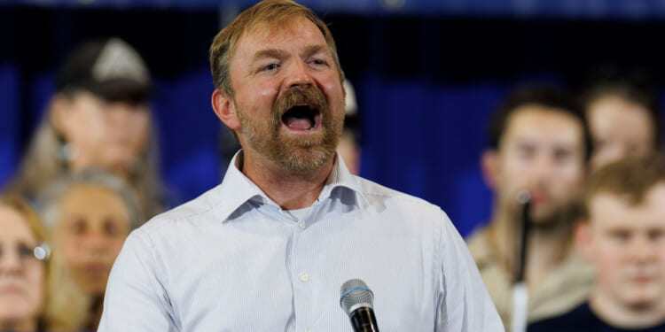 Democratic U.S. Senate candidate Graham Platner speaks at his Primary Election event on June 9, 2026 in Blue Hill, Maine.