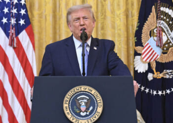President Donald Trump addresses the nation from the East Room of the White House in Washington, DC on July 16, 2026. (Photo by SAUL LOEB / POOL / AFP via Getty Images)