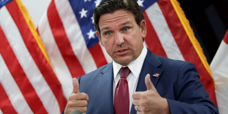 MIAMI, FLORIDA - APRIL 10: Florida Gov. Ron DeSantis speaks during a press conference on April 10, 2025 in Miami, Florida. DeSantis talked about his desire to relieve Florida condo owners of the high fees they are struggling with after they were put in place following the 2021 collapse of the condominium tower in Surfside, Florida. (Photo by Joe Raedle/Getty Images)