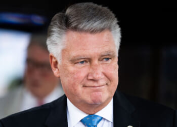 Rep. Mark Harris, R-N.C., leaves a meeting of the House Republican Conference at the Capitol Hill Club on Tuesday, June 10, 2025.