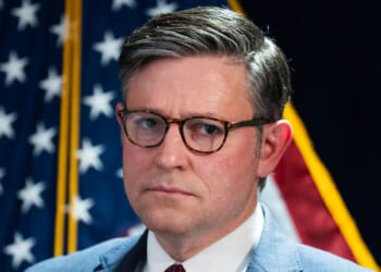 Speaker of the House Mike Johnson, R-La., attends a news conference at the Republican National Committee after a meeting of the House Republican Conference on Tuesday, July 14, 2026.