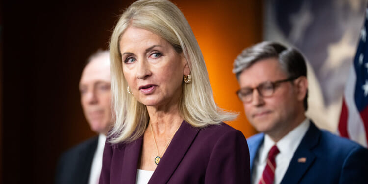 Rep. Mary Miller, R-Ill., speaks during the House Republican Conference press conference in the U.S. Capitol on Wednesday, June 3, 2026.