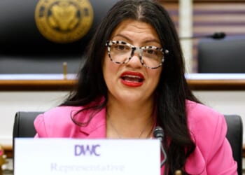 Democratic Representative Rashida Tlaib speaks at a hearing with MomsRising on April 28, 2026.