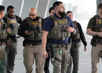 U.S. Immigration and Customs Enforcement released the names of five criminal illegal aliens arrested on July 14. Pictured: ICE agents at an airport