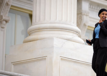 Ilhan Omar arrives for the last votes of the week at the U.S. Capitol Building.