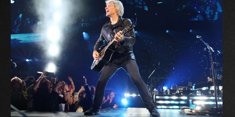 Jon Bon Jovi performs onstage Tuesday during Bon Jovi's Forever Tour at Madison Square Garden in New York City.