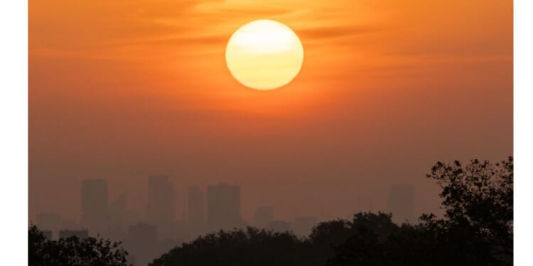 The sun rises over Richmond Park in west London on May 24, as temperatures increase to heatwave levels.