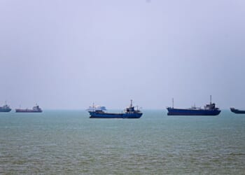 In this picture obtained from Iran's ISNA news agency on June 18, 2026, vessels are seen anchored in Bandar Abbas along the Strait of Hormuz.