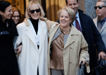 E. Jean Carroll (L) and her lawyer Roberta Kaplan (R) leave Manhattan Federal Court following the conclusion of the civil defamation trial against former President Donald Trump on January 26, 2024 in New York City. A jury awarded Carroll a total of $83.3 million dollars in her week long civil defamation trial against former President Trump, including $18.3 million in compensatory damages and $65 million in punitive damages, finding that Trump acted maliciously for one of the two statements at issue. (Photo by Michael M. Santiago/Getty Images)