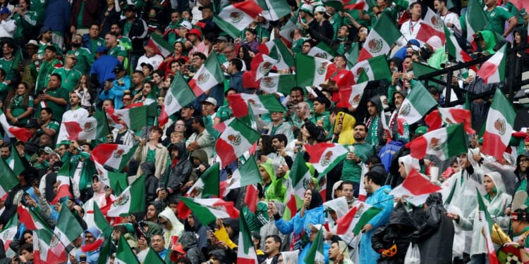 Fans of Mexico show their support before the FIFA World Cup 2026 Round of 16 match between Mexico and England at Mexico City Stadium on July 5, 2026, in Mexico City, Mexico.