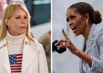 Former first lady Michelle Obama, right, refused to allow Cheryl Hines, the wife of U.S. Health and Human Services Secretary Robert F. Kennedy Jr., to appear in a production she was involved with.