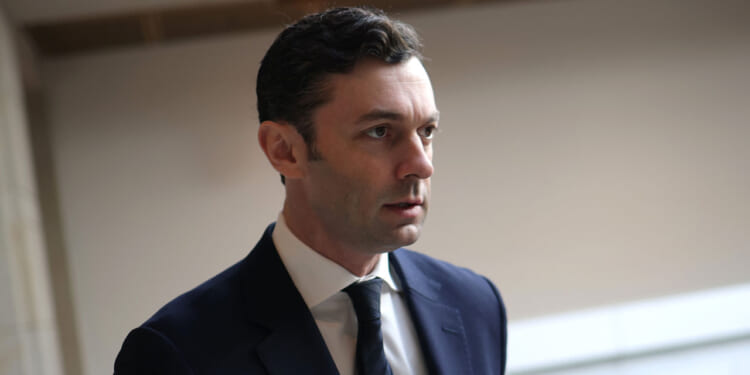 Sen. Jon Ossoff (D-GA) leaves a Senate Armed Services Committee January 13, 2026 in Washington, DC.