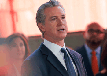 California Gov. Gavin Newsom speaks at a press conference.