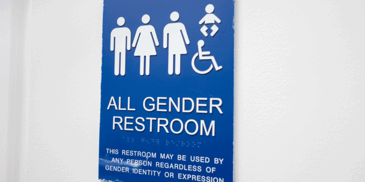 All-gender restroom sign.