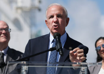 Rep. Carlos A. Gimenez (R-FL) speaks as he and other South Florida leaders host a news conference about Cuba at PortMiami on February 17, 2026, in Miami, Florida.