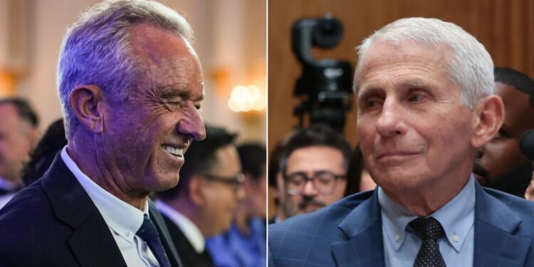Health and Human Services Secretary Robert F. Kennedy Jr., left, shared a quip about former National Institutes of Health Director Dr. Anthony Fauci, right.