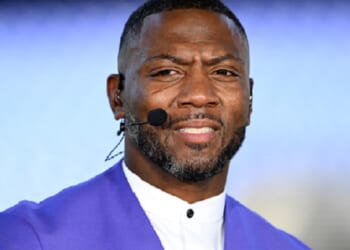 ESPN personality and former NFL defeneseman Ryan Clark grimaces in a September 2025 file photo.