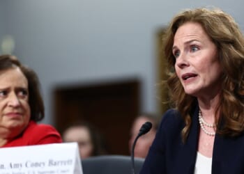 Supreme Court Justices Elena Kagan and Amy Coney Barrett testify before the House Appropriations Committee on Capitol Hill on July 14, 2026, in Washington, D.C.