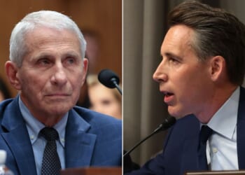 Former NIH Director Anthony Fauci, left, answered even GOP Sen. Josh Hawley's questions about the color of his tie or the color of the carpet by invoking the Fifth Amendment.