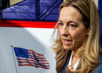 Now-New Jersey Gov. Mikie Sherill, pictured in a file photo from Election Day in November.