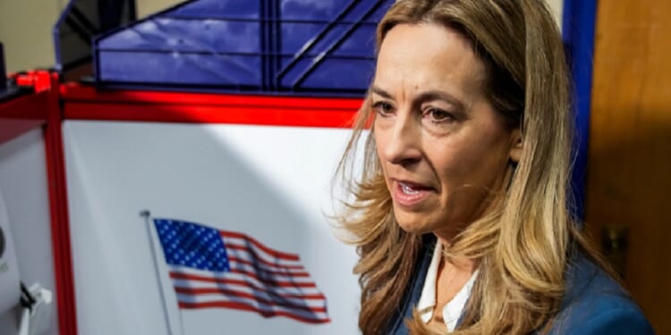 Now-New Jersey Gov. Mikie Sherill, pictured in a file photo from Election Day in November.