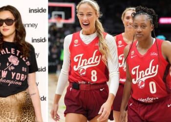 Seattle Storm Center Stefanie Dolson, left, tried making a dig at Indiana Fever's Sophie Cunningham after the latter spoke out against men competing in women's sports. But Cunningham, pictured at right with teammate Kelsey Mitchell, got the last laugh.