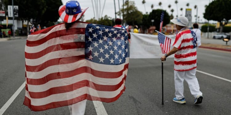 Celebrators of the El Sereno Independence Day march on June 27, 2026 in Los Angeles, California.