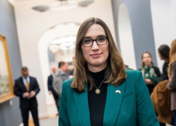 Rep. Sarah McBride arrives in Christianborg Palace on Jan. 16, 2026, in Copenhagen, Denmark.
