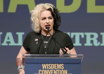 8th Congressional District Candidate Katrina DeVille speaks on stage during Wisconsin Democrats 2026 Convention on June 14, 2026, in Madison, Wisconsin.