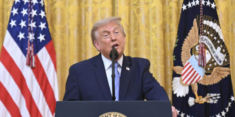 President Donald Trump addresses the nation from the East Room of the White House on July 16, 2026 in Washington, DC. Trump is expected to speak on election security. (Photo by Saul Loeb/Pool - Getty Images)