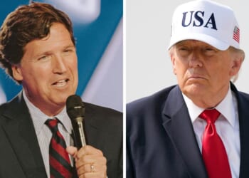 Tucker Carlson, left, once a supporter of President Donald Trump, has soured on him.