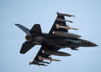 A U.S. Air Force F-16 takes flight in the Middle East in support of Operation Epic Fury in a file photo from March 2.