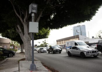 Automated License Plate Readers are seen at an intersection in Culver City, California, in a file photo from November 2025.