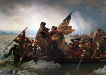 The famous "Washington Crossing the Delaware" painting by Emanuel Leutze.