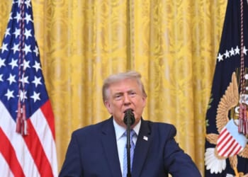 President Donald Trump addresses the nation from the East Room of the White House on July 16, 2026, in Washington, D.C.