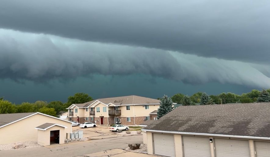 Storm clouds develop over the Oshkosh, Wis., Monday, July 27, 2026. (Christina Vogel via AP)
