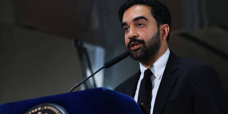 New York City Mayor Zohran Mamdani speaks at a food distribution center on July 27, 2026, in the Brooklyn borough of New York City.
