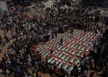 Palestinians hold mass funeral for 112 bodies finally recovered from a 2023 Gaza strike