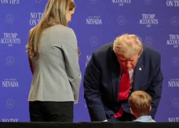 A toddler crashes Trump’s tax pitch — and gets rescued from the edge