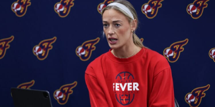 The Indiana Fever's Sophie Cunningham is pictured in a pre-game news conference July 31 in Portland, Oregon.