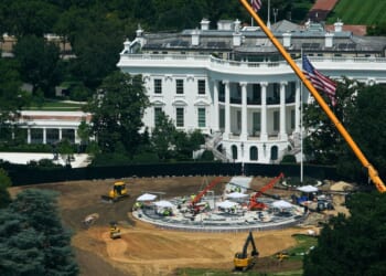 Trump signs marble slab as part of new White House helipad
