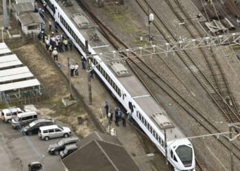 Express train hits and kills 4 workers at a railway station in Japan