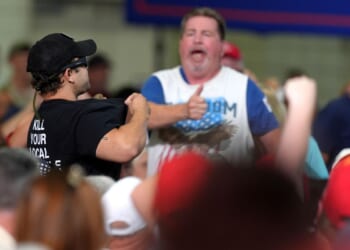 Protester ejected from Trump rally was wearing ‘Kill Your Local Pedophile’ shirt