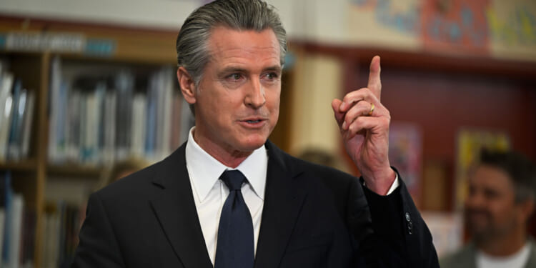 Governor Gavin Newsom speaks during a press conference at San Lorenzo High School as he signs executive order to expand womenâs access to capital and wealth-building opportunities in partnership with First Partner Siebel Newsom in San Lorenzo, California, United States on March 18, 2026. (Photo by Tayfun Coskun/Anadolu via Getty Images)