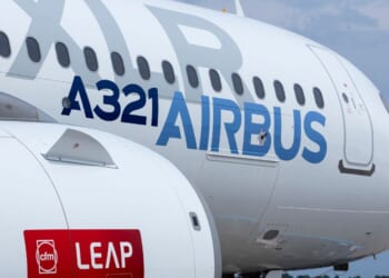 An Airbus A321 XLR aircraft sits at an airport in Berlin, Germany on June 7, 2024.