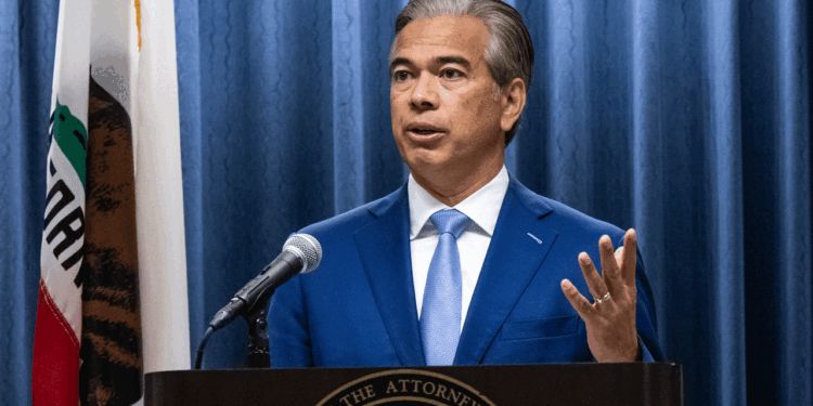 California Attorney General Rob Bonta announces El Monte Union High School District mishandled claims of sexual abuse for years during a press conference in Los Angeles on Friday, March 20, 2026. (Photo by Sarah Reingewirtz/MediaNews Group/Los Angeles Daily News via Getty Images)