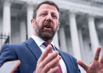 Sen. Markwayne Mullin, R-Okla., talks with reporter outside the U.S. Capitol after President Donald Trump selected him to be Department of Homeland Security secretary to replace Kristi Noem on Thursday, March 5, 2026. (Tom Williams/CQ-Roll Call, Inc via Getty Images)
