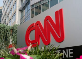 A CNN sign is displayed outside of their studios on July 17, 2026, in Washington, D.C.
